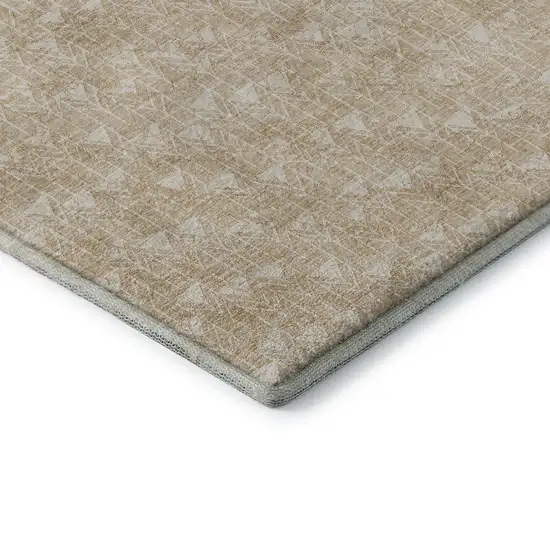 Beige And Ivory Geometric Washable Area Rug With UV Protection Photo 8