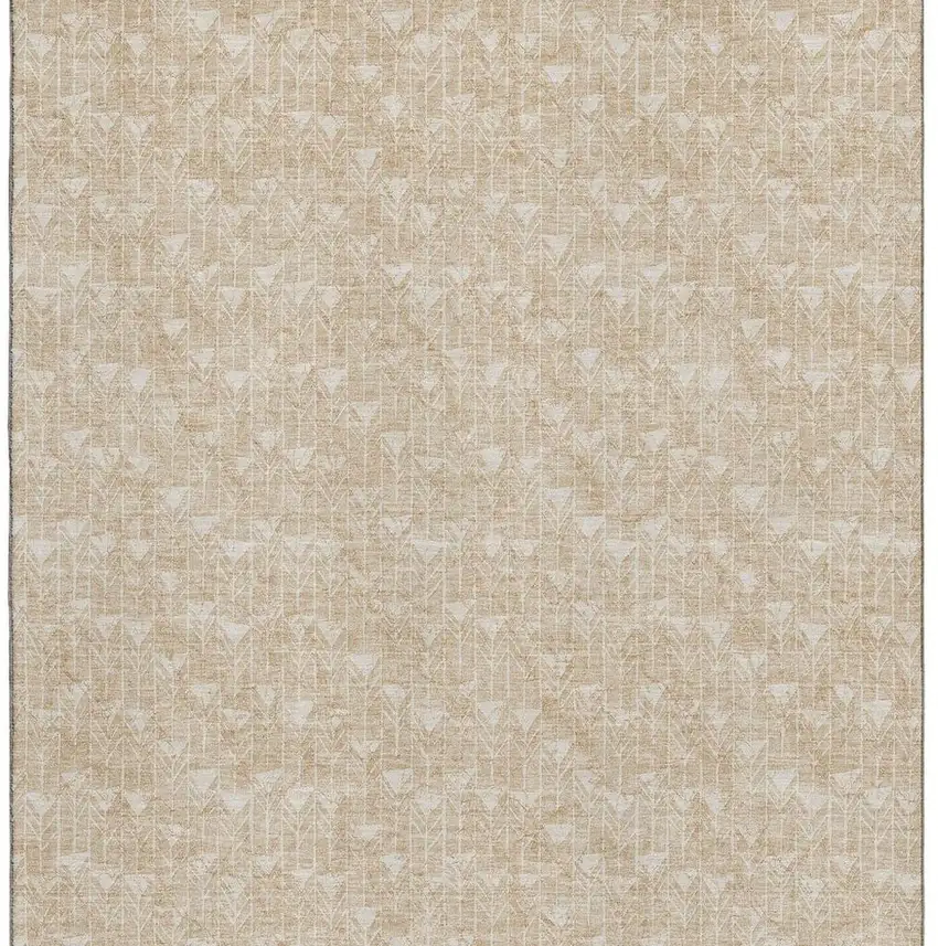 Beige And Ivory Geometric Washable Area Rug With UV Protection Photo 3