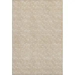 Photo of Beige And Ivory Geometric Washable Area Rug With UV Protection