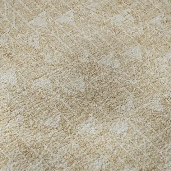 Beige And Ivory Geometric Washable Area Rug With UV Protection Photo 8