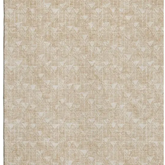 Beige And Ivory Geometric Washable Area Rug With UV Protection Photo 3