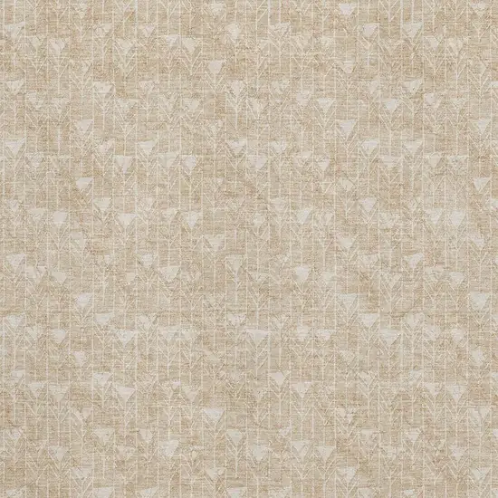 Beige And Ivory Geometric Washable Area Rug With UV Protection Photo 3