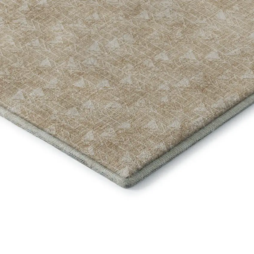Beige And Ivory Geometric Washable Area Rug With UV Protection Photo 8