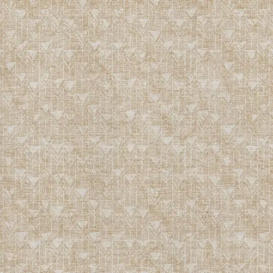 Beige And Ivory Geometric Washable Area Rug With UV Protection Photo 3