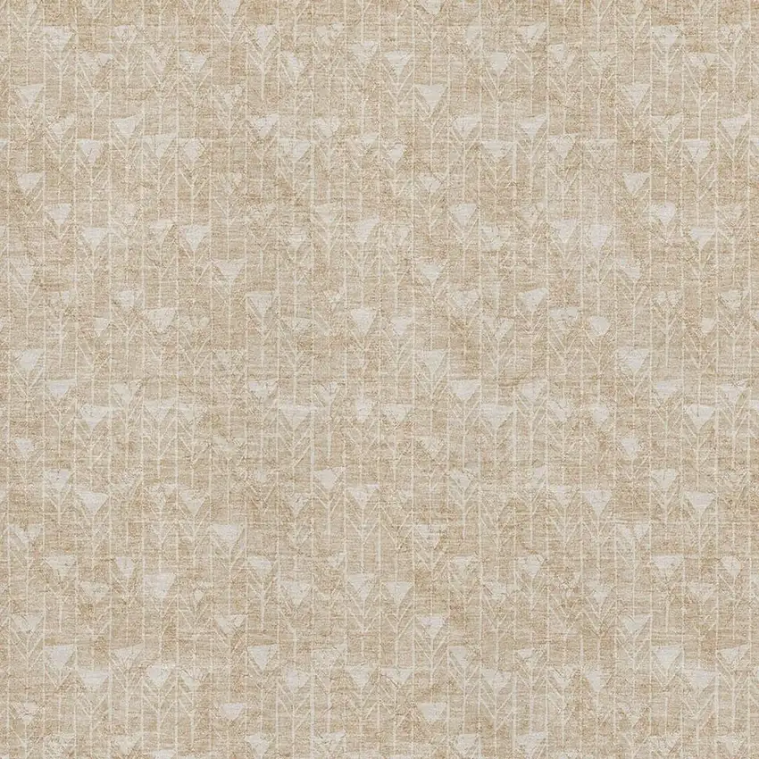 Beige And Ivory Geometric Washable Area Rug With UV Protection Photo 3