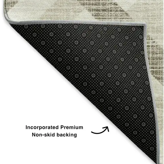 Beige And Ivory Geometric Washable Area Rug With UV Protection Photo 6