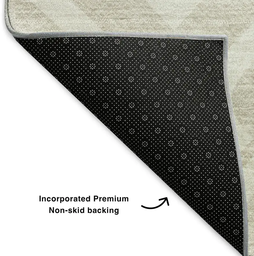 Beige And Ivory Geometric Washable Area Rug With UV Protection Photo 7