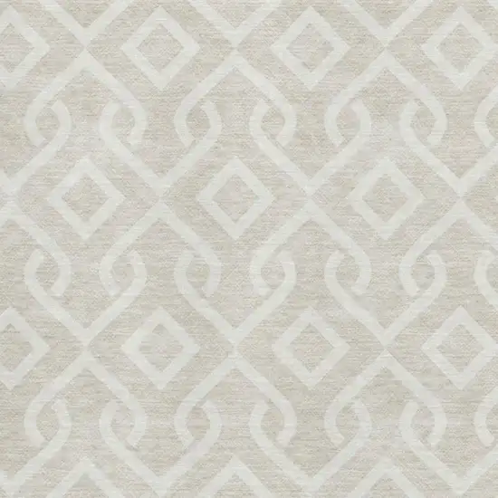 Beige And Ivory Geometric Washable Area Rug With UV Protection Photo 3