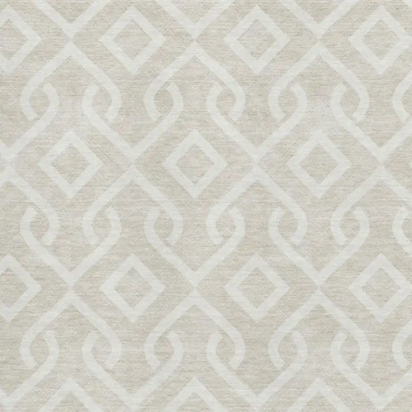 Beige And Ivory Geometric Washable Area Rug With UV Protection Photo 3