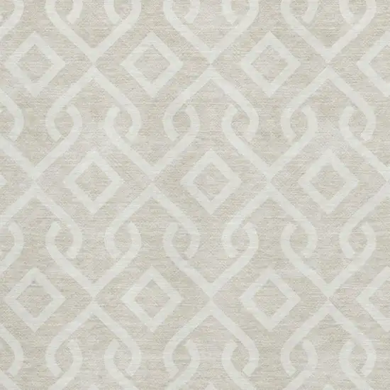 Beige And Ivory Geometric Washable Area Rug With UV Protection Photo 3