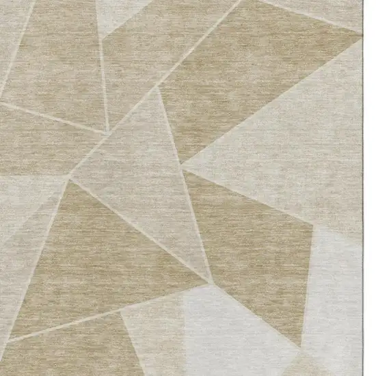 Beige And Ivory Geometric Washable Area Rug With UV Protection Photo 3