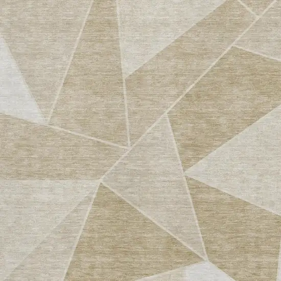 Beige And Ivory Geometric Washable Area Rug With UV Protection Photo 3