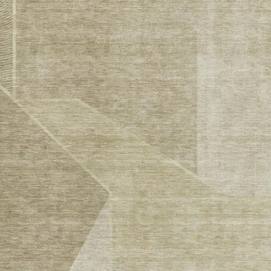 Beige And Ivory Geometric Washable Area Rug With UV Protection Photo 3