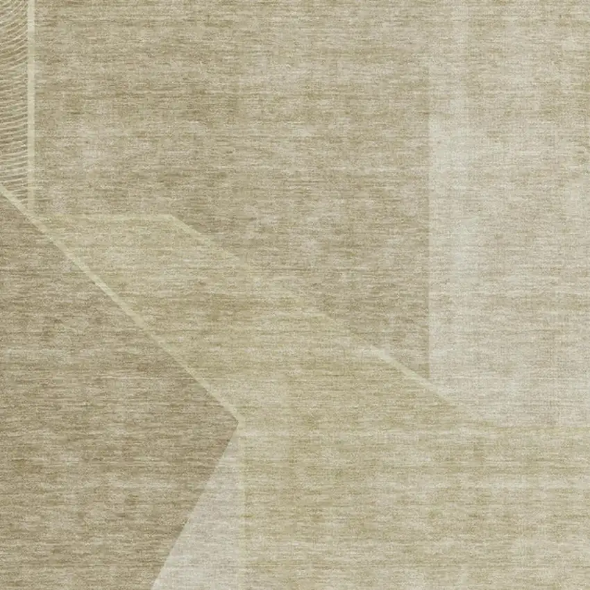 Beige And Ivory Geometric Washable Area Rug With UV Protection Photo 3