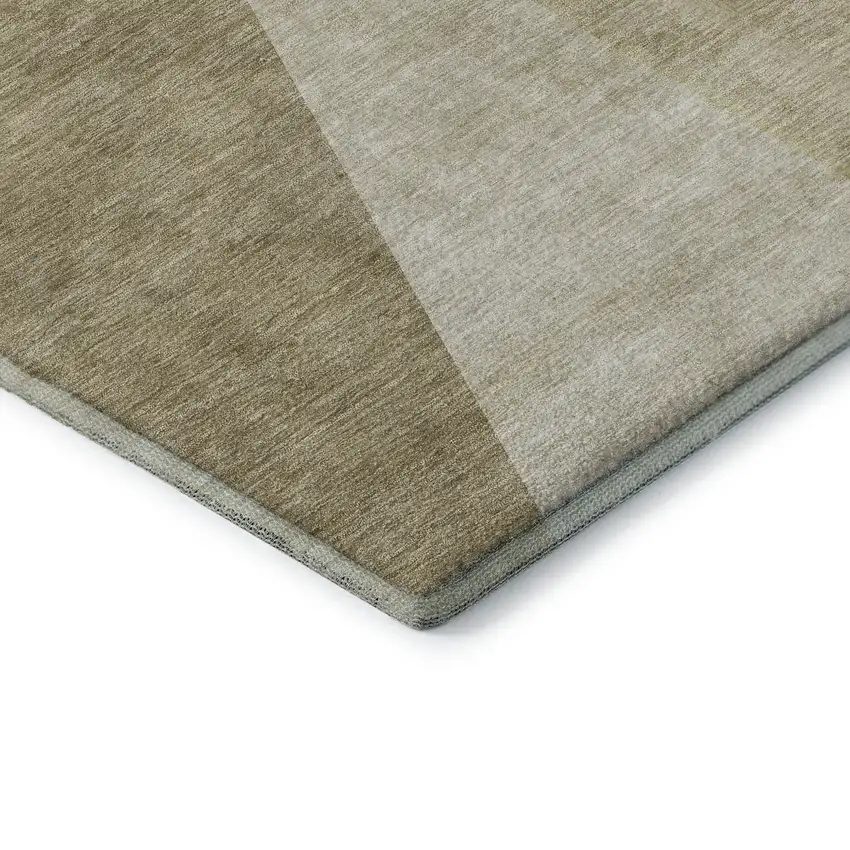 Beige And Ivory Geometric Washable Area Rug With UV Protection Photo 7