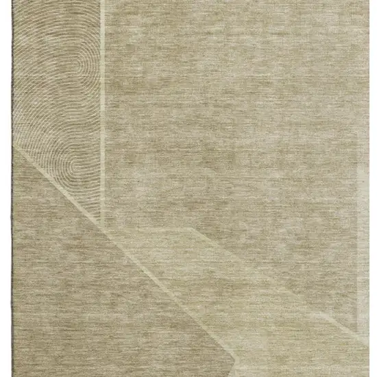 Beige And Ivory Geometric Washable Area Rug With UV Protection Photo 3