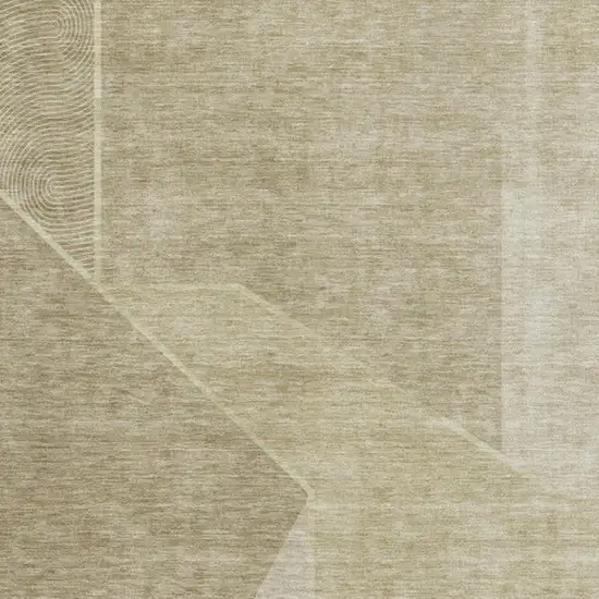 Beige And Ivory Geometric Washable Area Rug With UV Protection Photo 3