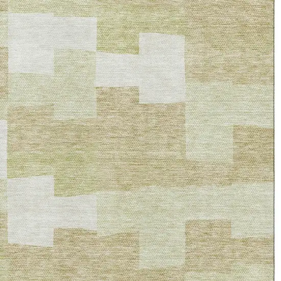 Beige And Ivory Geometric Washable Area Rug With UV Protection Photo 2