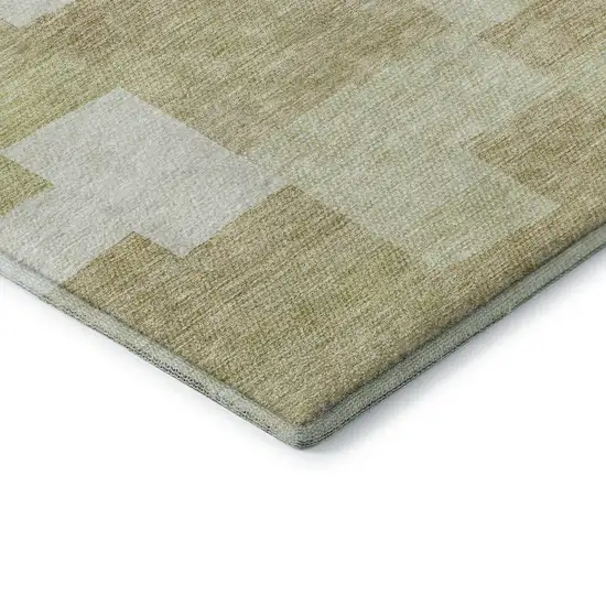 Beige And Ivory Geometric Washable Area Rug With UV Protection Photo 7