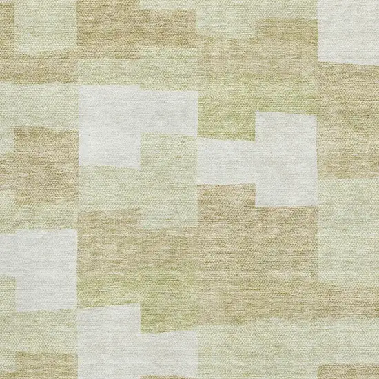 Beige And Ivory Geometric Washable Area Rug With UV Protection Photo 2