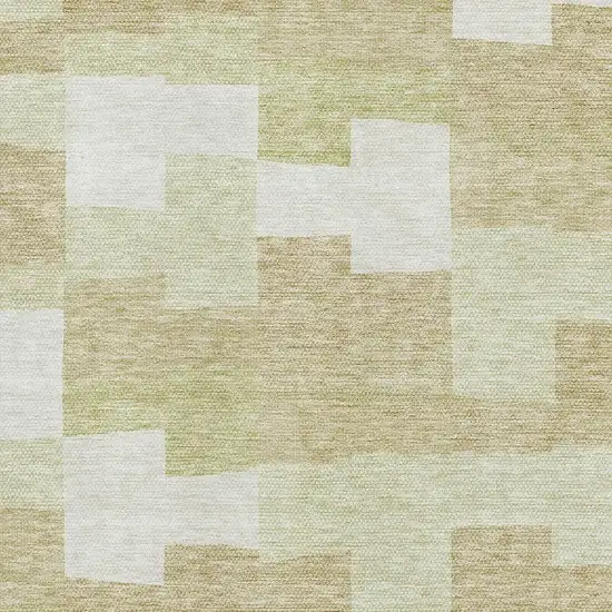 Beige And Ivory Geometric Washable Area Rug With UV Protection Photo 2