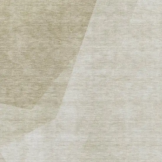 Beige And Ivory Geometric Washable Area Rug With UV Protection Photo 4