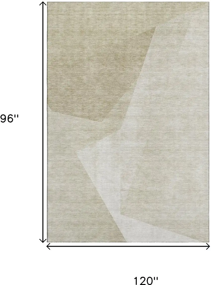 Beige And Ivory Geometric Washable Area Rug With UV Protection Photo 3