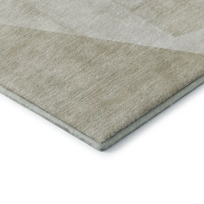 Beige And Ivory Geometric Washable Area Rug With UV Protection Photo 7