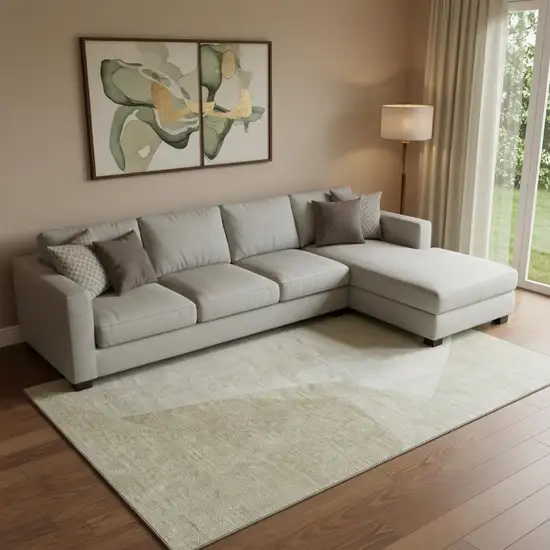 Beige And Ivory Geometric Washable Area Rug With UV Protection Photo 1