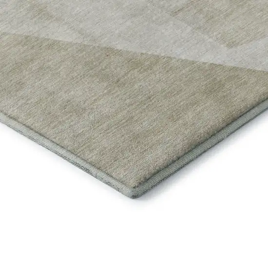 Beige And Ivory Geometric Washable Area Rug With UV Protection Photo 6