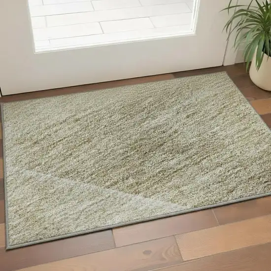 Beige And Ivory Geometric Washable Area Rug With UV Protection Photo 2