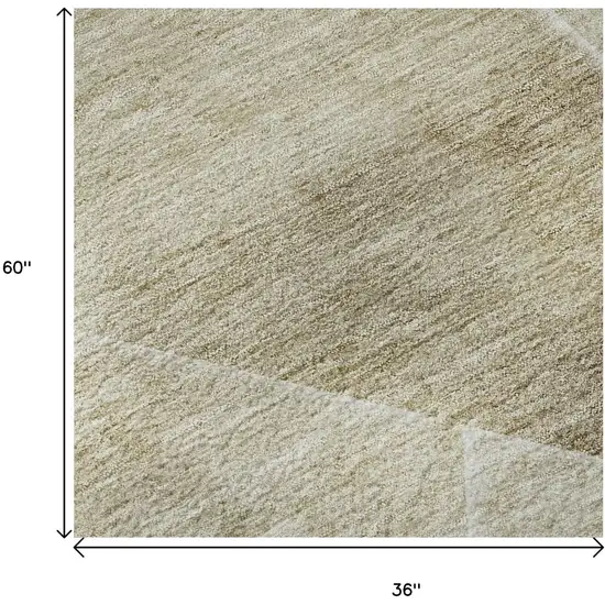 Beige And Ivory Geometric Washable Area Rug With UV Protection Photo 9