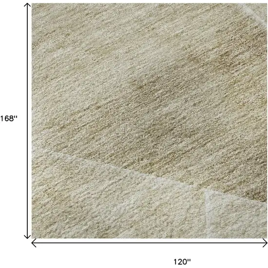 Beige And Ivory Geometric Washable Area Rug With UV Protection Photo 9