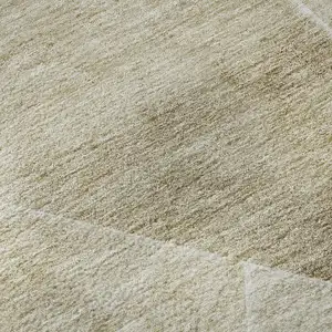 Photo of Beige And Ivory Geometric Washable Area Rug With UV Protection