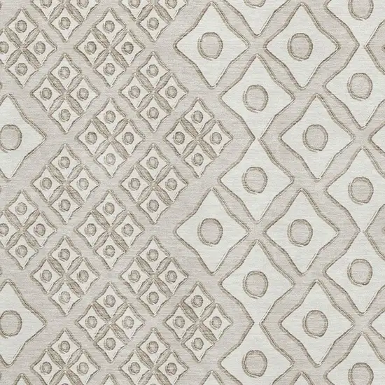 Beige And Ivory Geometric Washable Area Rug With UV Protection Photo 4