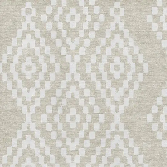 Beige And Ivory Geometric Washable Area Rug With UV Protection Photo 3