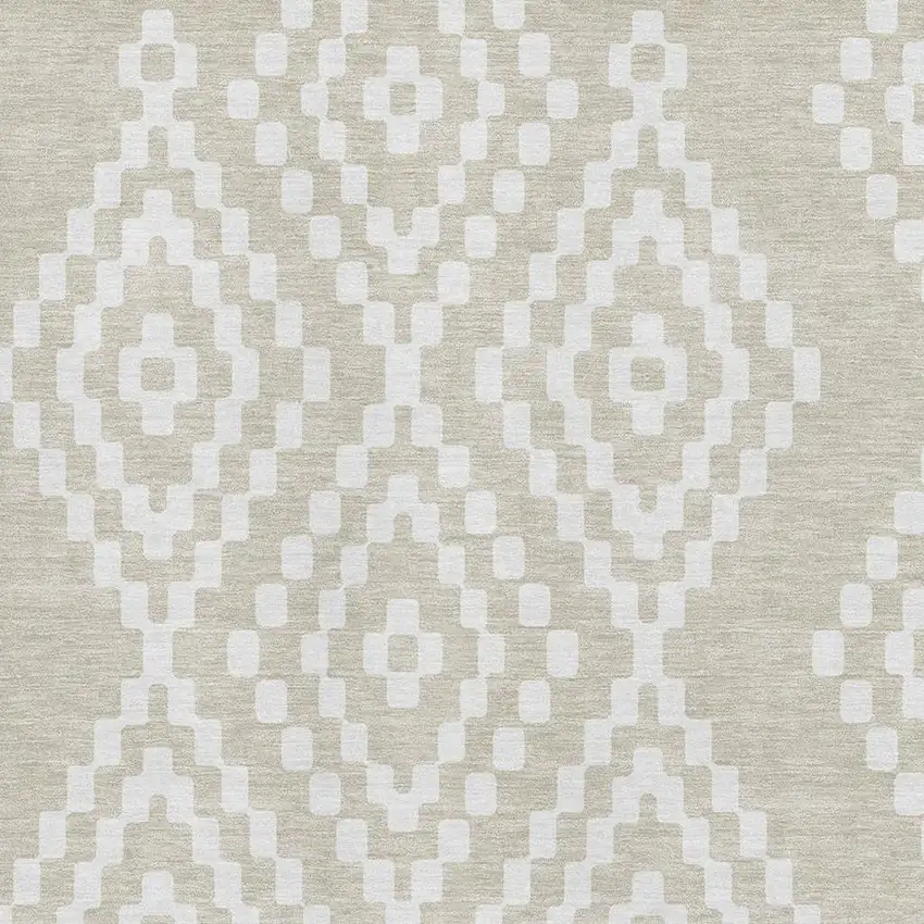 Beige And Ivory Geometric Washable Area Rug With UV Protection Photo 3