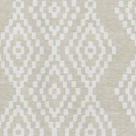 Beige And Ivory Geometric Washable Area Rug With UV Protection Photo 3