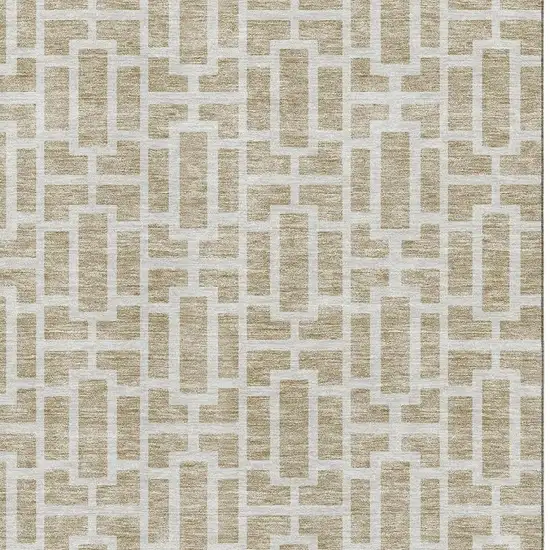 Beige And Ivory Geometric Washable Area Rug With UV Protection Photo 3