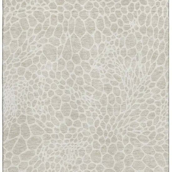 Beige And Ivory Geometric Washable Area Rug With UV Protection Photo 4