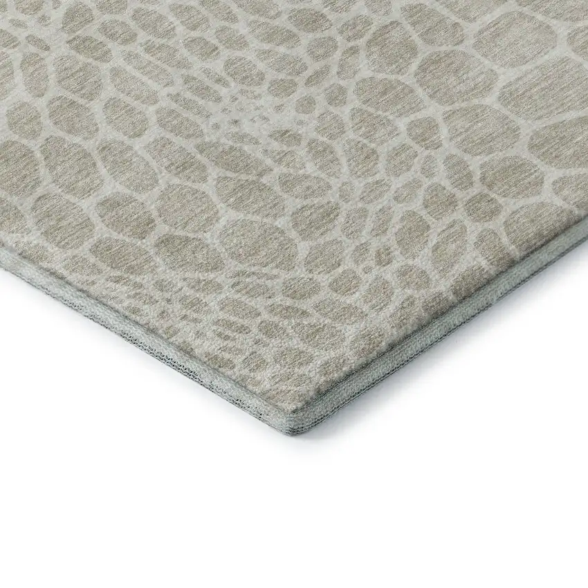 Beige And Ivory Geometric Washable Area Rug With UV Protection Photo 7