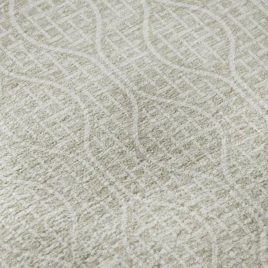 Beige And Ivory Geometric Washable Area Rug With UV Protection Photo 9