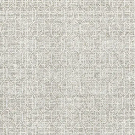 Beige And Ivory Geometric Washable Area Rug With UV Protection Photo 2