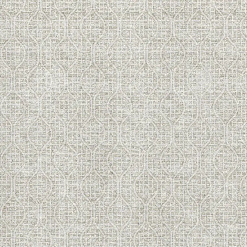 Beige And Ivory Geometric Washable Area Rug With UV Protection Photo 2