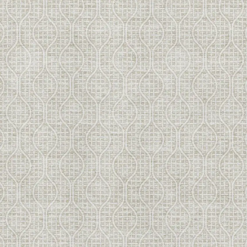 Beige And Ivory Geometric Washable Area Rug With UV Protection Photo 2