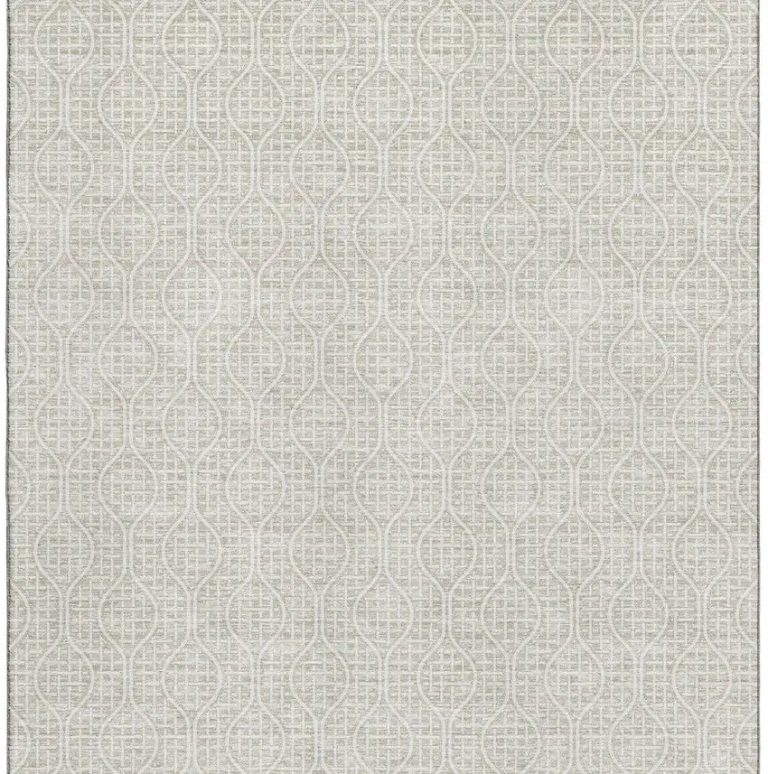 Beige And Ivory Geometric Washable Area Rug With UV Protection Photo 3