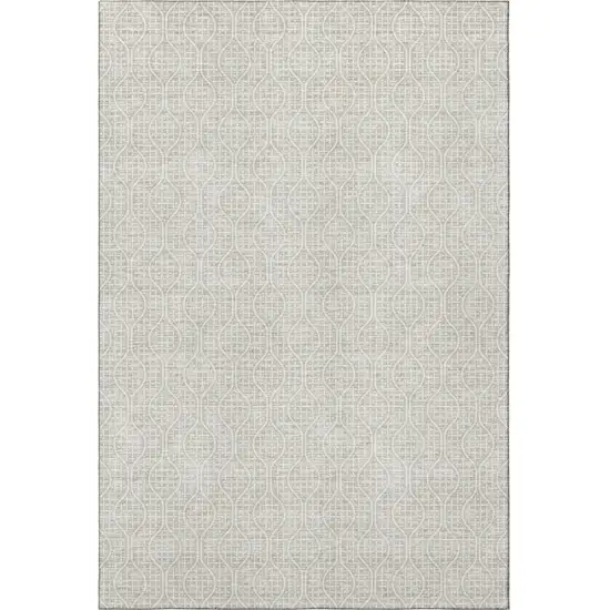 Beige And Ivory Geometric Washable Area Rug With UV Protection Photo 2