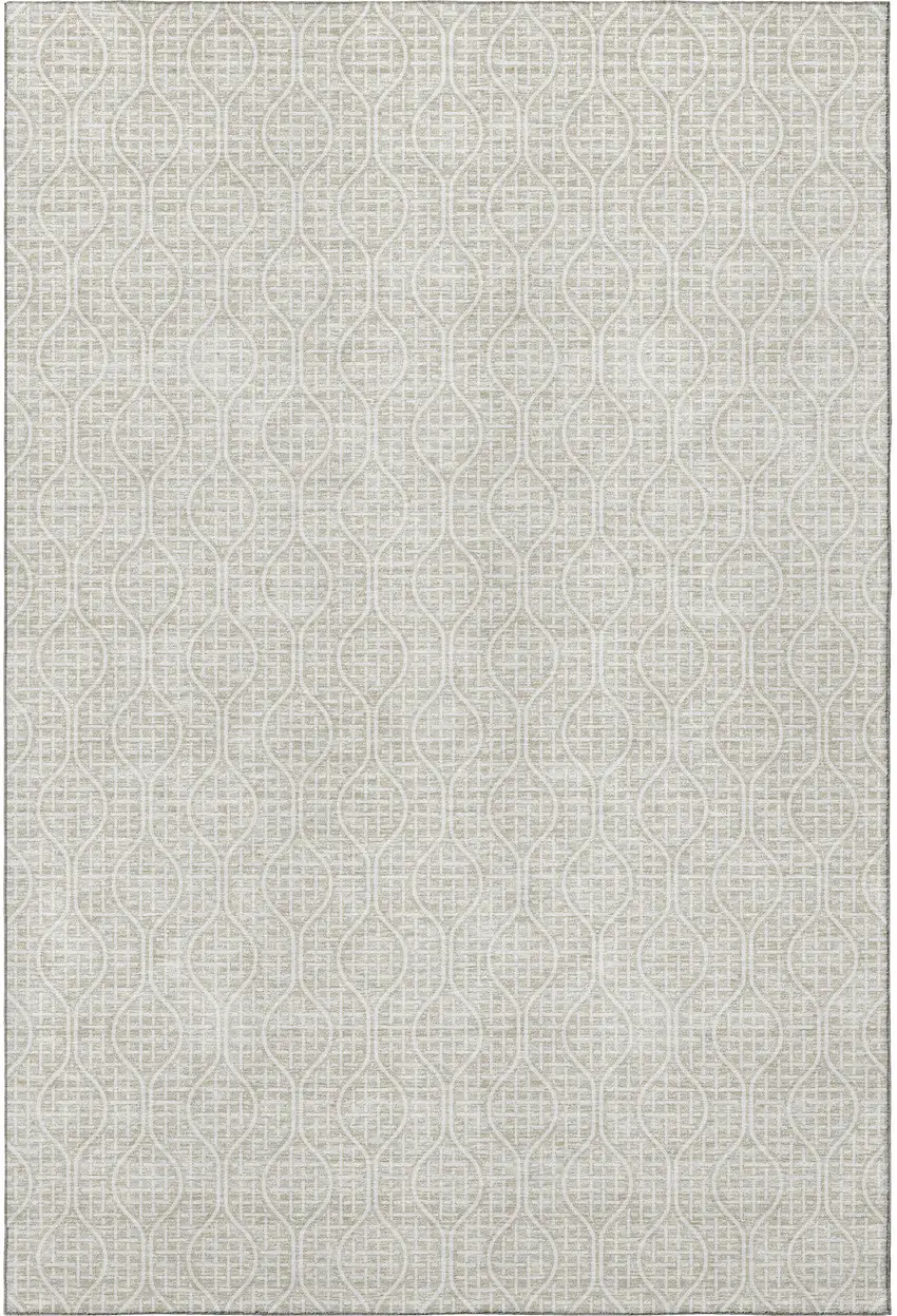 Beige And Ivory Geometric Washable Area Rug With UV Protection Photo 2