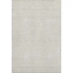 Photo of Beige And Ivory Geometric Washable Area Rug With UV Protection
