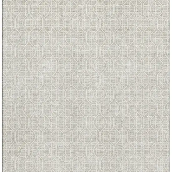 Beige And Ivory Geometric Washable Area Rug With UV Protection Photo 3